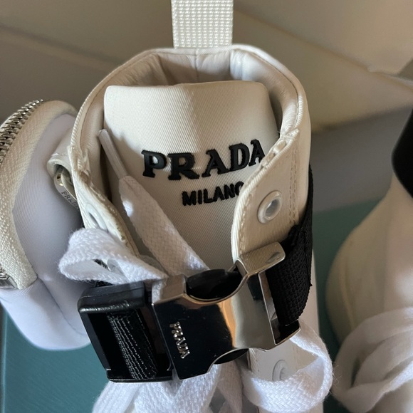 Prada White High Top Shoes w/ Bag - Picture 7 of 7